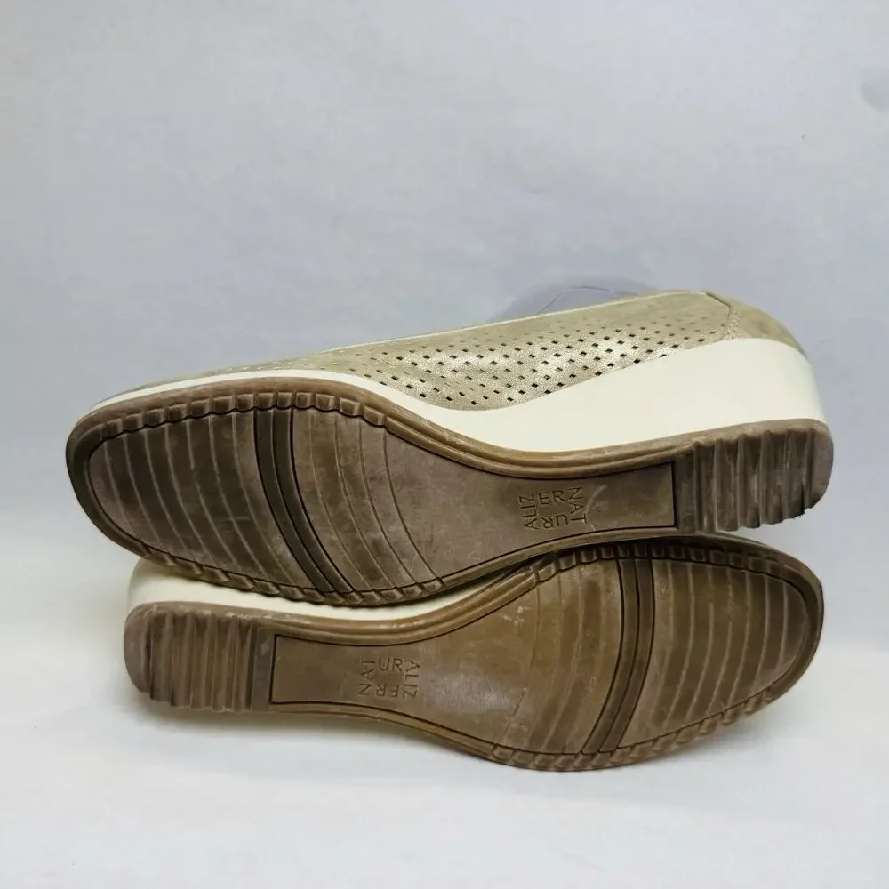 Naturalizer Betina 2 Gold Perforated Wedge Slip On Shoes Womens Sz 8 M‎ Comfort